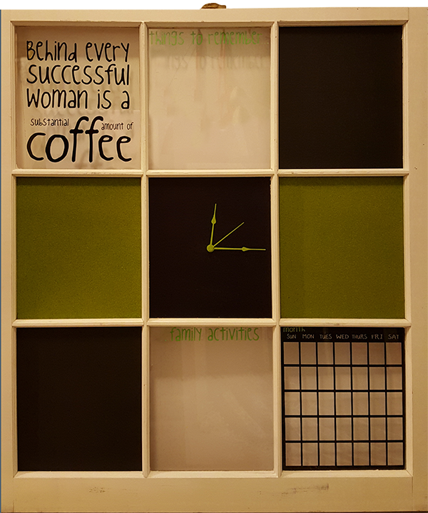9 Pane Coffee Clock Window